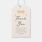Orange Simple Bow Thank You Cadeaulabel (Voorkant)