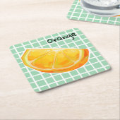 Orange, sinaasappel kartonnen onderzetters (Schuin)