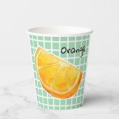 Orange, sinaasappel  papieren bekers (Achterkant)