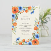 Orange Sky Blue Charming Spring Wedding Kaart (Staand voorkant)
