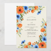 Orange Sky Blue Charming Spring Wedding Kaart (Voorkant / Achterkant)