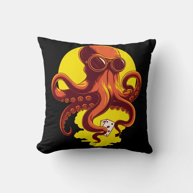 Orange Smart Octopus Kussen (Voorkant)