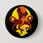 Orange Smart Octopus Ronde Button 7,6 Cm (Voorkant)