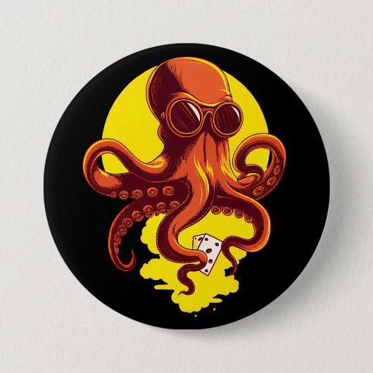 Orange Smart Octopus Ronde Button 7,6 Cm (Voorkant)