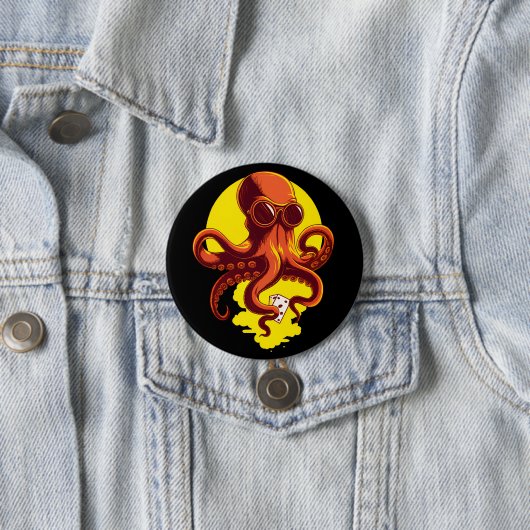 Orange Smart Octopus Ronde Button 7,6 Cm (In situ)