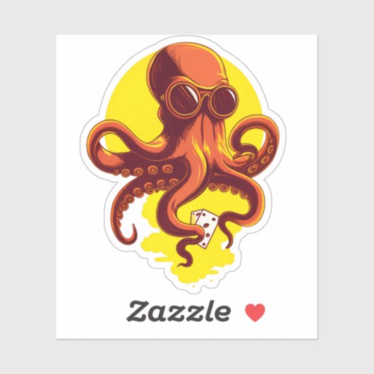 Orange Smart Octopus Sticker (Vel)