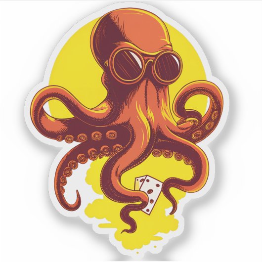 Orange Smart Octopus Sticker (Voorkant)