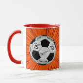 Orange Soccer Ball Custom Text Birthday Milestone  Mok (Links)