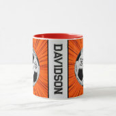 Orange Soccer Ball Custom Text Birthday Milestone  Mok (Midden)