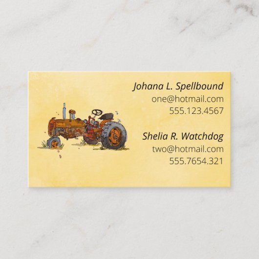 Orange Social introduction calling card-tractor Visitekaartje (Voorkant)