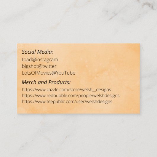 Orange Social introduction calling card-wrecker Visitekaartje (Achterkant)