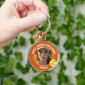 Orange Softball Player Photo High School Keepsake Sleutelhanger (Hand)