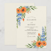 Orange Spirited Wildflower Wedding Kaart (Voorkant / Achterkant)