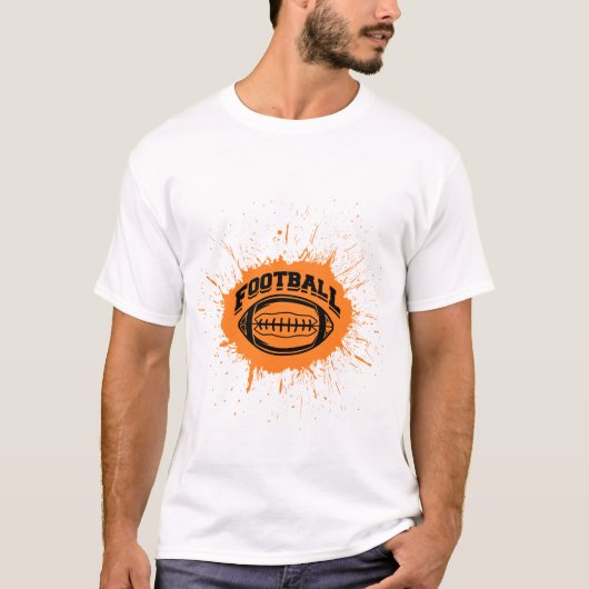 Orange Splash American Football Art T-shirt (Voorkant)