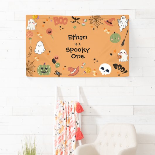 Orange Spooky One Cute Halloween 1st Birthday Spandoek (Insitu)