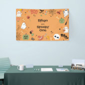 Orange Spooky One Cute Halloween 1st Birthday  Spandoek (Beurs)