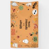 Orange Spooky One Cute Halloween 1st Birthday  Spandoek (Verticaal)