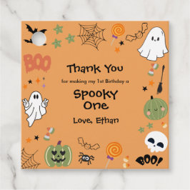 Orange Spooky One Halloween 1st Birthday   Bedankjes Labels