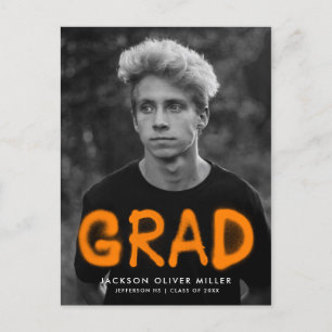Orange Spray Paint Photo Graduation Party Uitnodiging Briefkaart