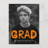 Orange Spray Paint Photo Graduation Party Uitnodiging Briefkaart (Voorkant)