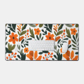 Orange Spring Flowers Botanical Pattern Floral Bureaumat (Keyboard & Muis)