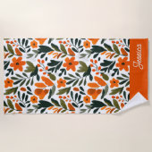 Orange Spring Flowers Elegant Floral Pattern Name  Strandlaken (Voorkant)