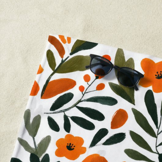 Orange Spring Flowers Elegant Floral Pattern Name  Strandlaken (In situ)