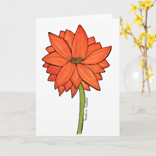 Orange standing Flower Kaart (Gele Bloem)
