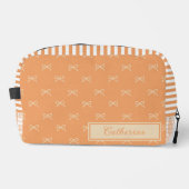 Orange Stripe Bow Pattern Coquette Cosmetic Toilettasje (Voorkant)