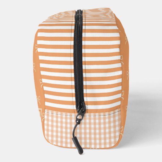 Orange Stripe Bow Pattern Coquette Cosmetic Toilettasje (Rechts)