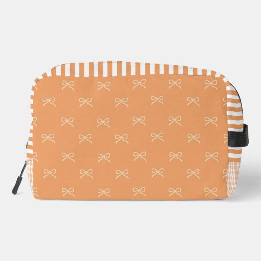 Orange Stripe Bow Pattern Coquette Cosmetic Toilettasje (Achterkant)