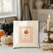 Orange Striped Pumpkin Trick or Treat 