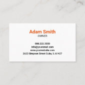 Orange Sun Mowing Lawn Care Service Visitekaartje (Achterkant)