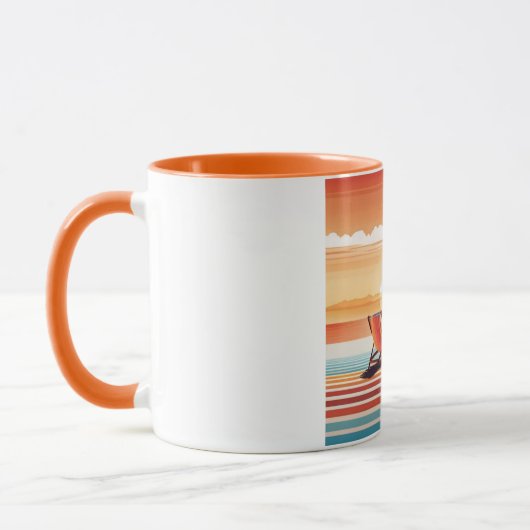 Orange Sunset Beach Mug - Vibrant Coastal Design Mok (Links)