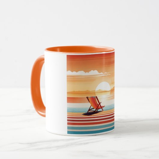 Orange Sunset Beach Mug - Vibrant Coastal Design Mok (Voorkant links)
