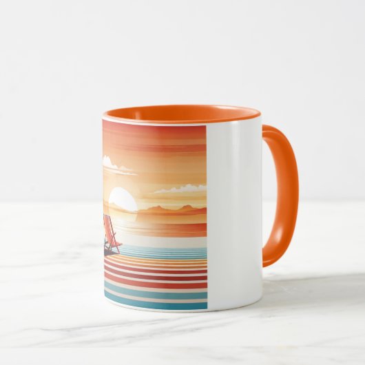 Orange Sunset Beach Mug - Vibrant Coastal Design Mok (Voorkant rechts)