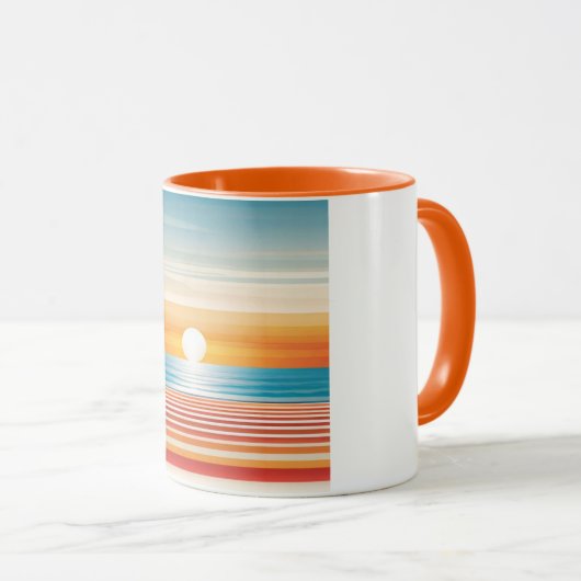 Orange Sunset Beach Mug - Vibrant Coastal Design Mok (Voorkant rechts)