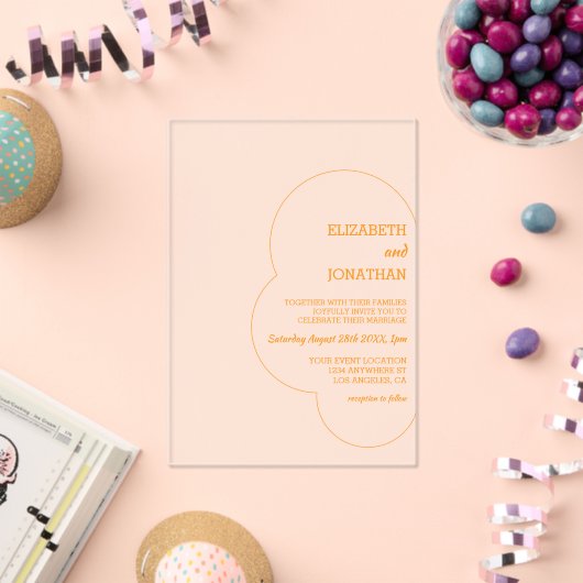 Orange Sunset Wedding Acryl Uitnodigingen (Insitu (Viering))