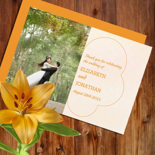 Orange Sunset Wedding Bedankkaart
