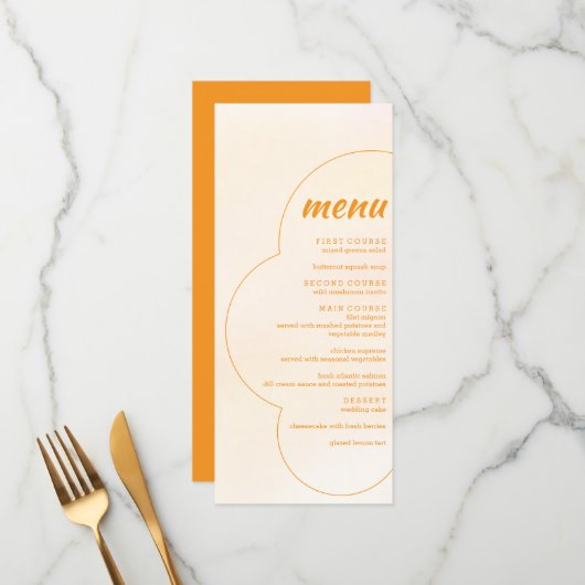 Orange Sunset Wedding Menu (Voorkant / Achterkant in situ)