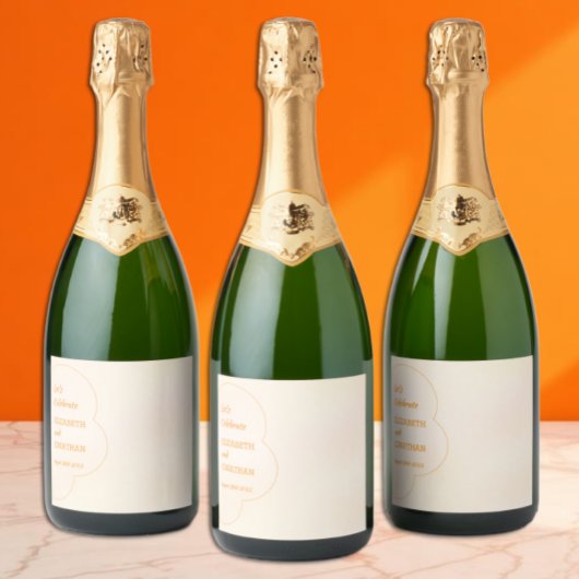 Orange Sunset Wedding Sparkling Wijnetiket