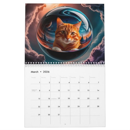 Orange Tabby Calendar Kalender (Mar 2026)