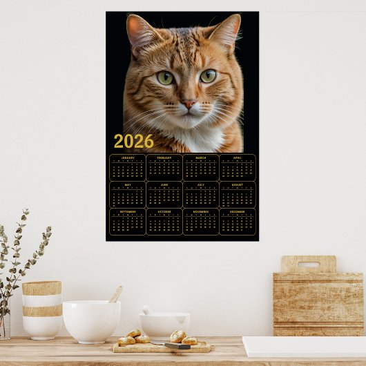 Orange Tabby Cat 2026 Calendar Poster (Keuken)