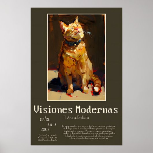 Orange Tabby Cat Art Print Expressionist Animal (Voorkant)