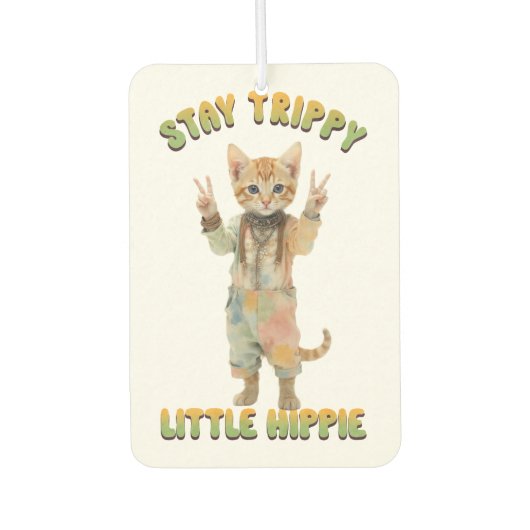 Orange Tabby Cat Boho Stay Trippy Little Hippie  Luchtverfrisser (Voorkant)
