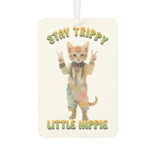 Orange Tabby Cat Boho Stay Trippy Little Hippie  Luchtverfrisser (Achterkant)