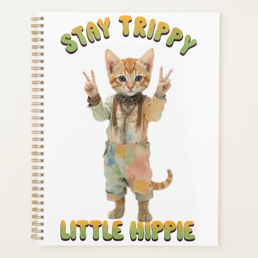 Orange Tabby Cat Boho Stay Trippy Little Hippie  Planner (Voorkant)