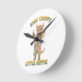 Orange Tabby Cat Boho Stay Trippy Little Hippie  Ronde Klok (Hoek)