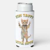 Orange Tabby Cat Boho Stay Trippy Little Hippie  Seltzer Blikjeskoeler (Seltzer Achterkant)
