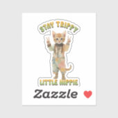 Orange Tabby Cat Boho Stay Trippy Little Hippie Sticker (Vel)